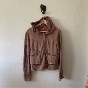 Free People Distressed Zip up Hoodie M